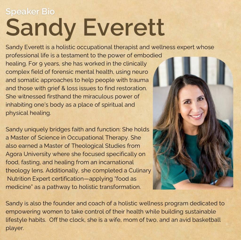 Headshot of speaker, Sandy Everett with a bio.